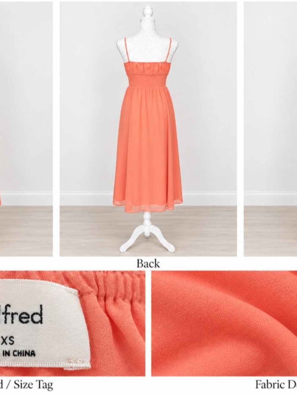 Aritzia Wilfred Midi Dress Coral Size XS | Smocked Tie Front
